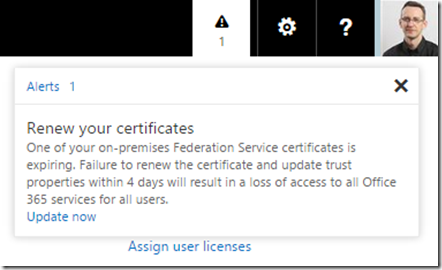 office 365 adfs install new certificate